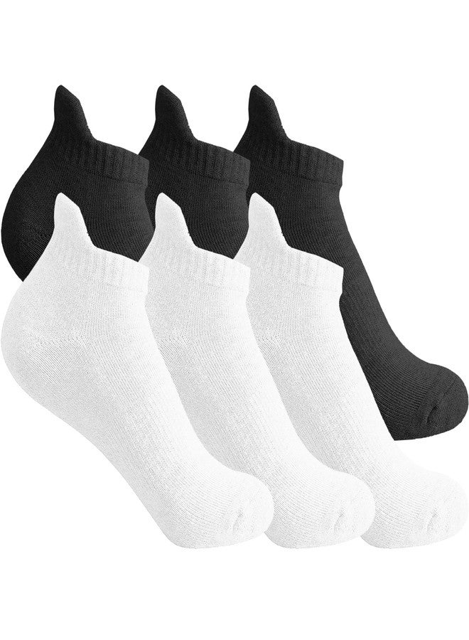 IMAGERIO Ankle Socks for Women and Men, Athletic Running Low Cut Sports No Show Socks Anti-Blister Unisex 6 Pairs -Black+White - Image 1